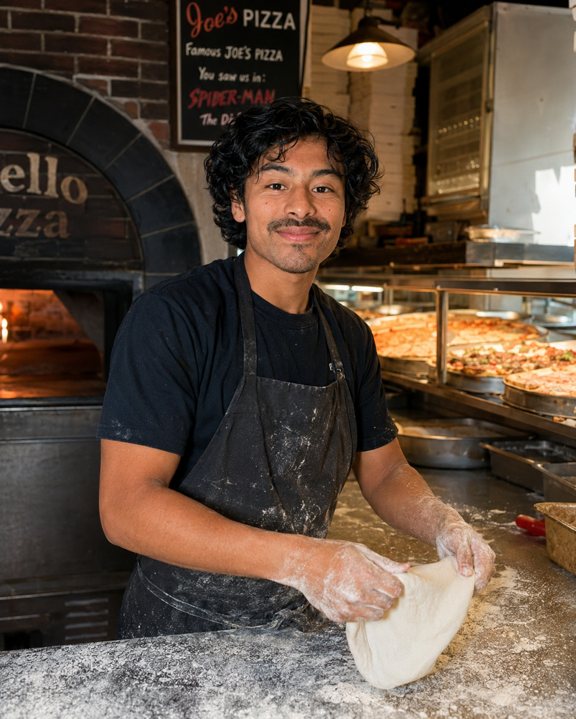 David Garcia learning the craft of pizza-making during his first chapter in America.